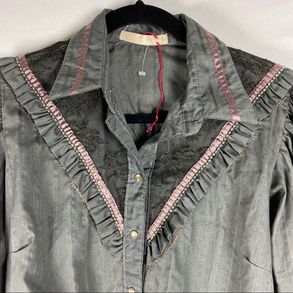 NEW Chatav Ectabit Gray Handmade Western Style Top - Picture 2 of 7